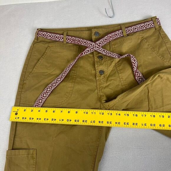 Sundance Catalog Pants Womens 12 Bronze Cargo Jogger Button Fly Belted - Picture 4 of 9